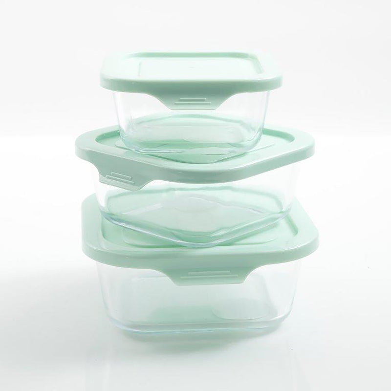 Martha Stewart Square Glass Containers With Lids, Set of 3