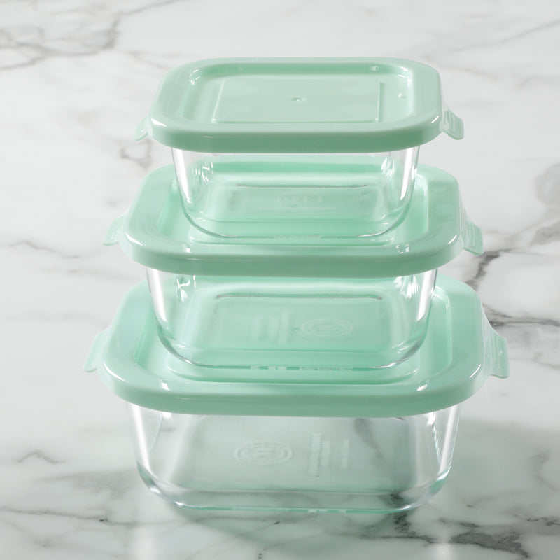 Martha Stewart Square Glass Containers With Lids, Set of 3