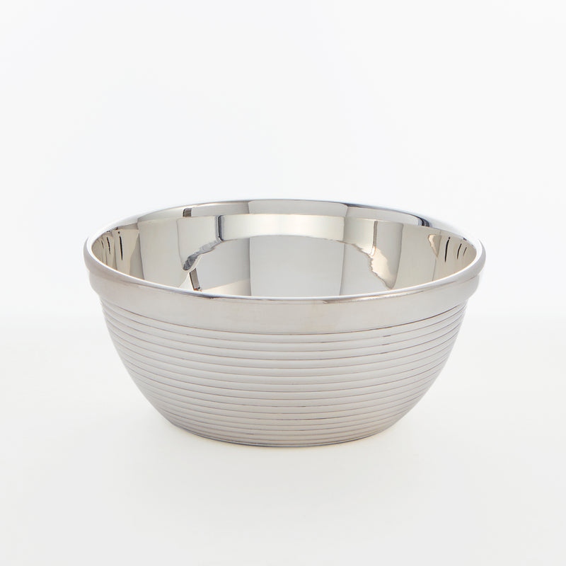 Vintage-Inspired Silver Plated Ribbed Nut Bowl