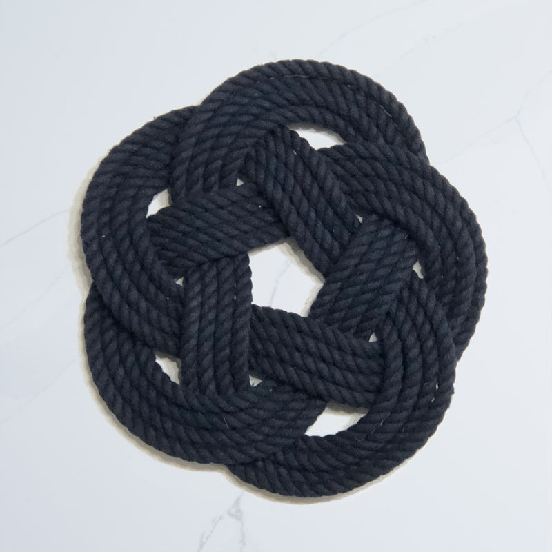 Handwoven Nautical Trivet, Navy, 7"