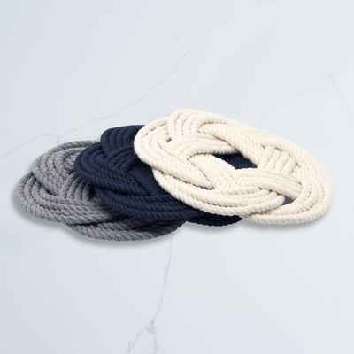 Handwoven Nautical Trivet, Navy, 7"
