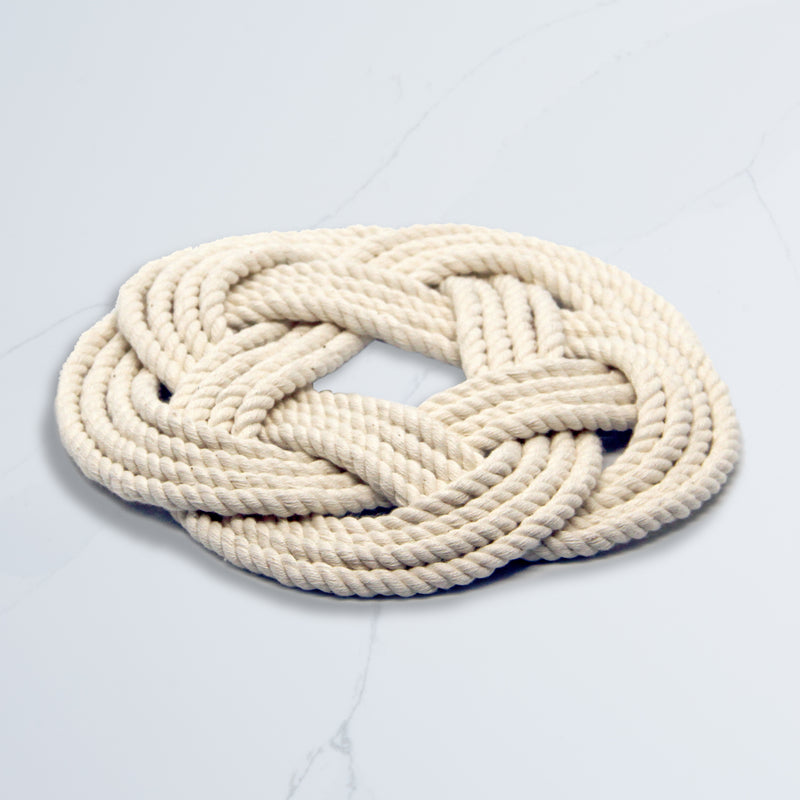 Handwoven Nautical Trivet, White, 7"