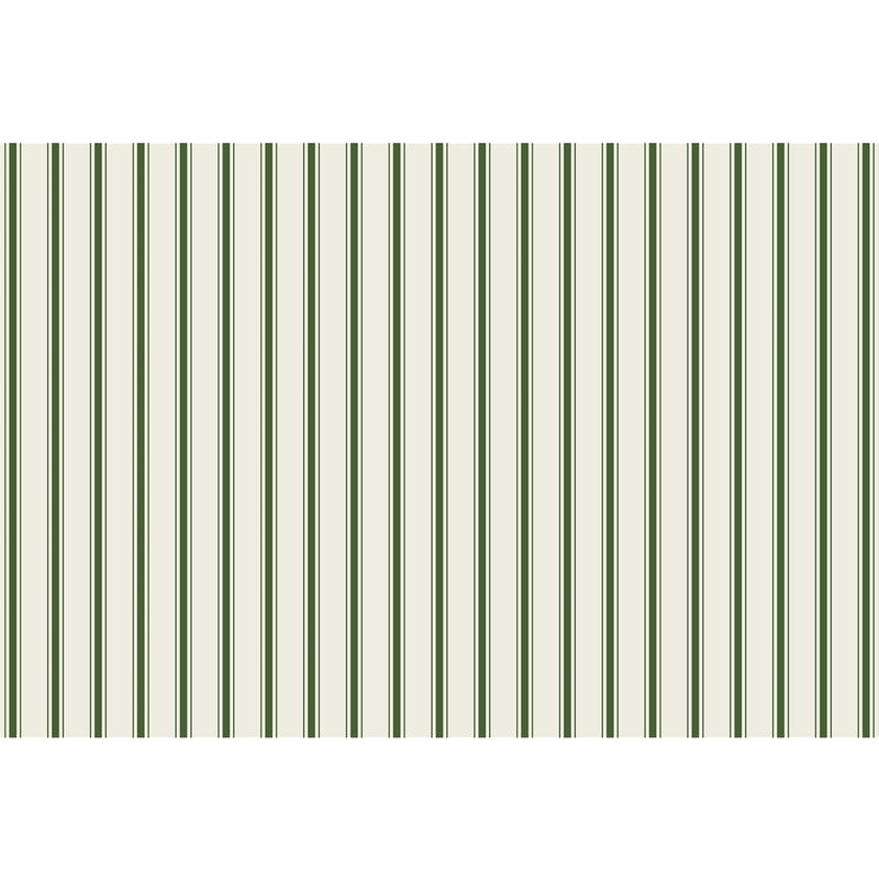 Dark Green Striped Placemats, Set of 24