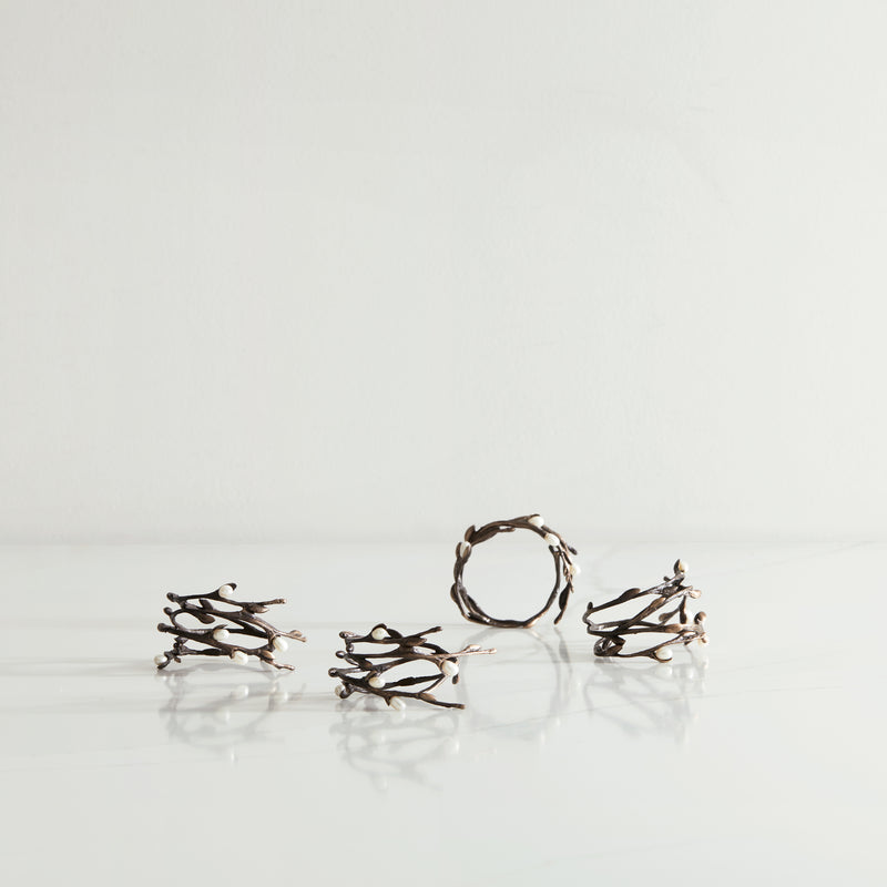 Pussy Willow Napkin Rings, Set of 4
