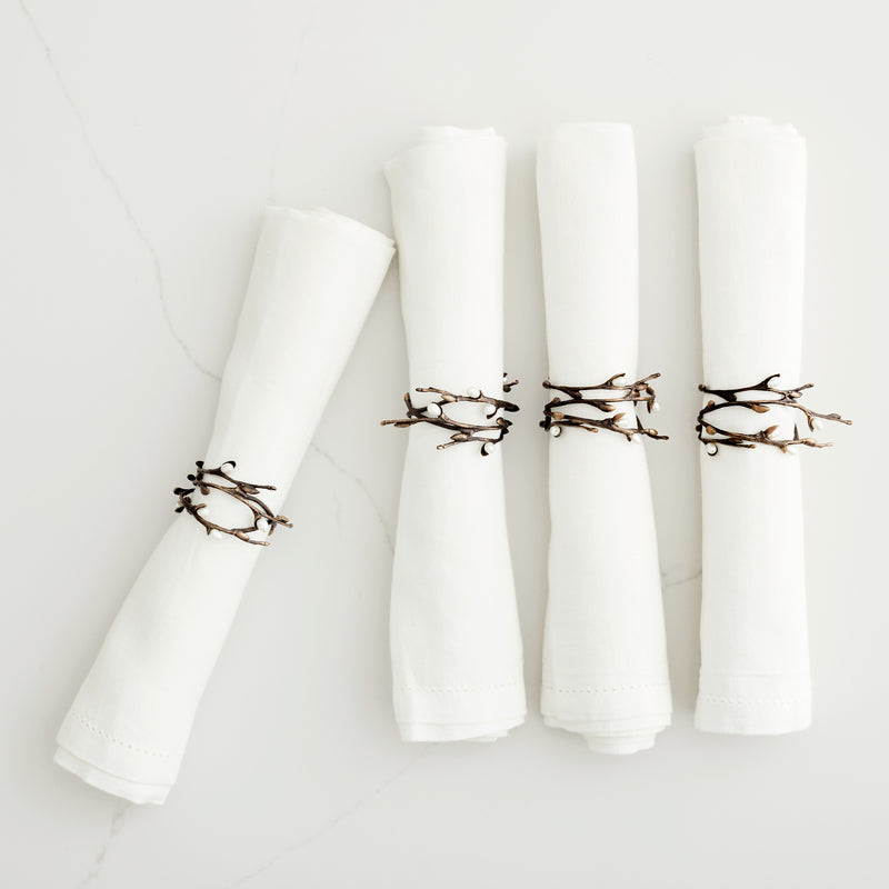 Pussy Willow Napkin Rings, Set of 4