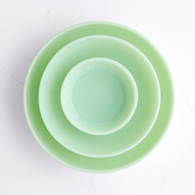 Small Jadeite Shallow Bowls, Set of 2
