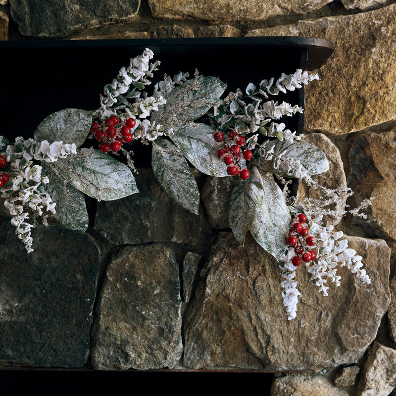 Faux Frosted Magnolia & Berry Garland
