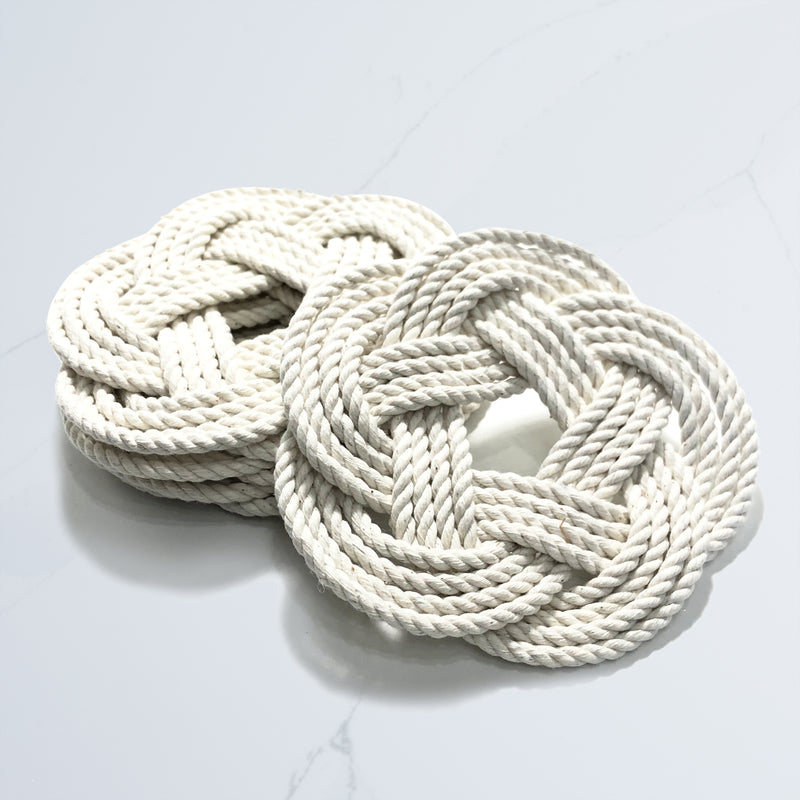 Sailor Knot Coaster Set, White, 4"