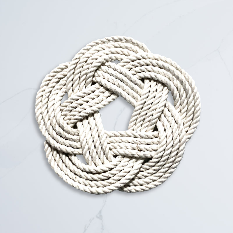 Sailor Knot Coaster Set, White, 4"