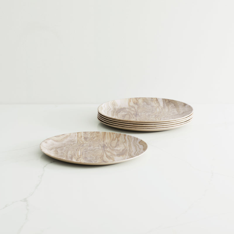 Desert Wood Melamine Salad Plates, Set of 6