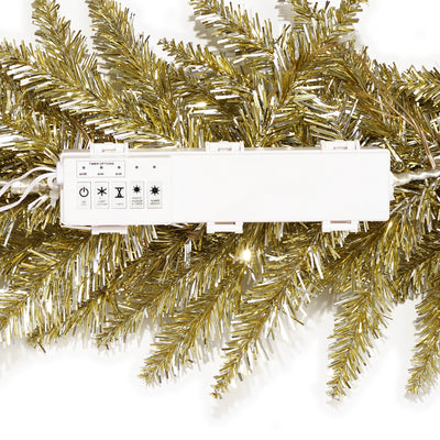 LED Pre-Lit Champagne Tinsel 30" Wreath