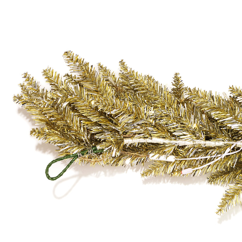 LED Pre-Lit Champagne Tinsel 30" Wreath