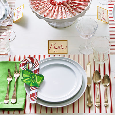 Red Ribbon Stripe Placemats, Set of 24